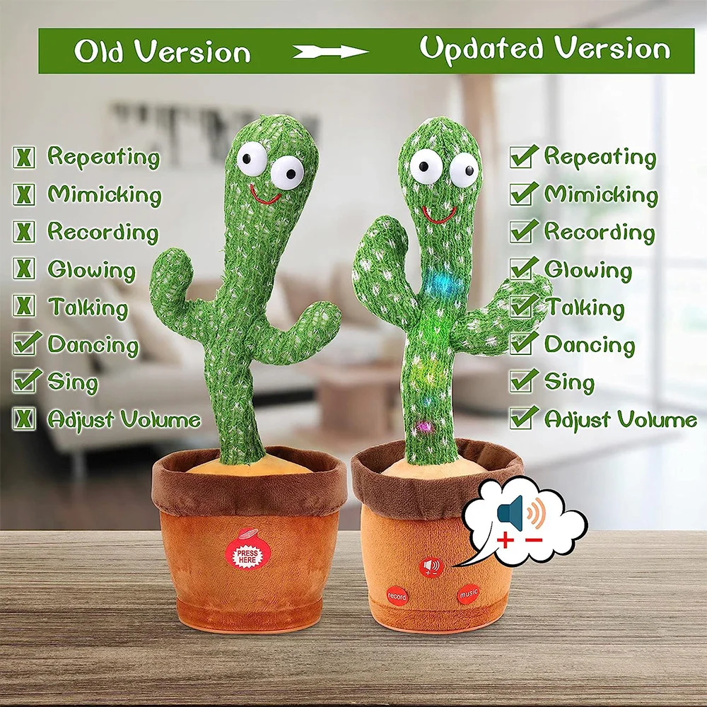 Hot Sale Cute Stuffed Flower Pot Twisting Cactus Dancer Doll Talking Singing Dancing Cactus skin Plush Toy