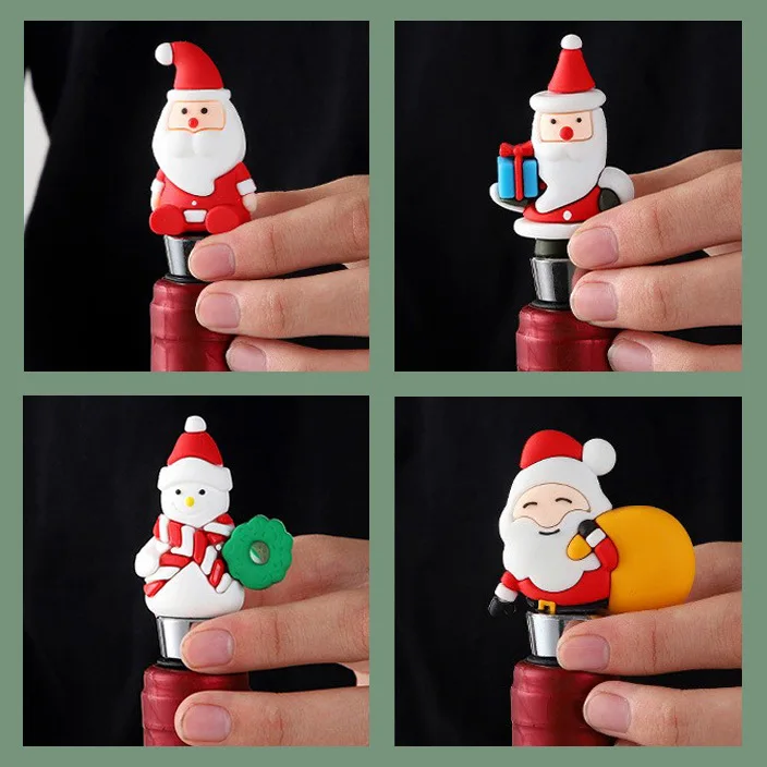 Santa Claus Durable Resin Wine Stopper Metal Wine Stopper Kitchen Supplies Holiday Party Christmas Gift Wine Cover