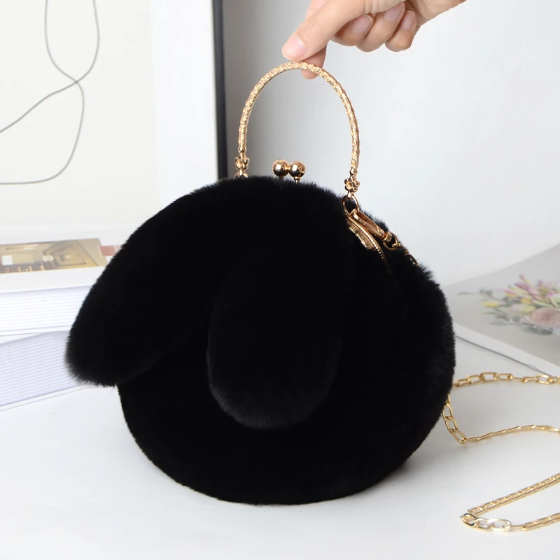 New arrival ladies bags handbag Hot style cute plush hand bags New designs rabbit ears purses handbags for women