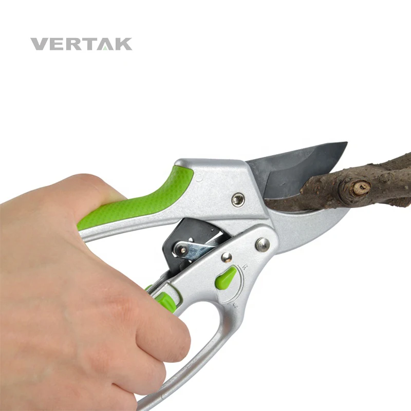 VERTAK 2 in 1 Ratchet Dual Branch Pruning Shear Garden Plant Cutting Secateurs