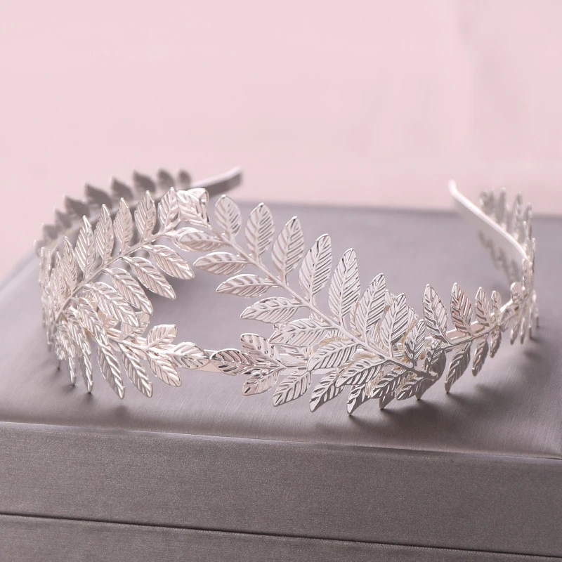 Golden And Silver Garland Shaped Alloy Crowns Retro Leaves Shape Coronas Decorativas De Metal Crown For Wedding Hair Accessories