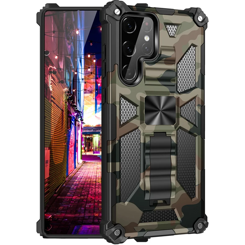 Galaxy S22 Plus S20 FE S22+ Military kickstand Heavy Duty Shockproof Phone Cover Cases S21 ultra case for Samsung