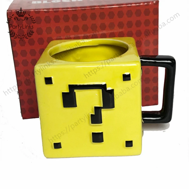 Super Mario Game Mug Anime Mario Coffee Mug Pipe Cup Cartoon Mushroom Cup Super Mario Square Mug For Party Gift