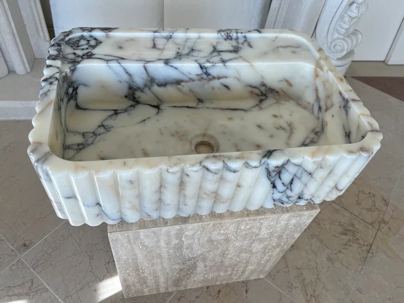 Stonelink Quality Calacatta Violet Marble Sink Marble Basin Modern Countertop for indoor bathroom decor