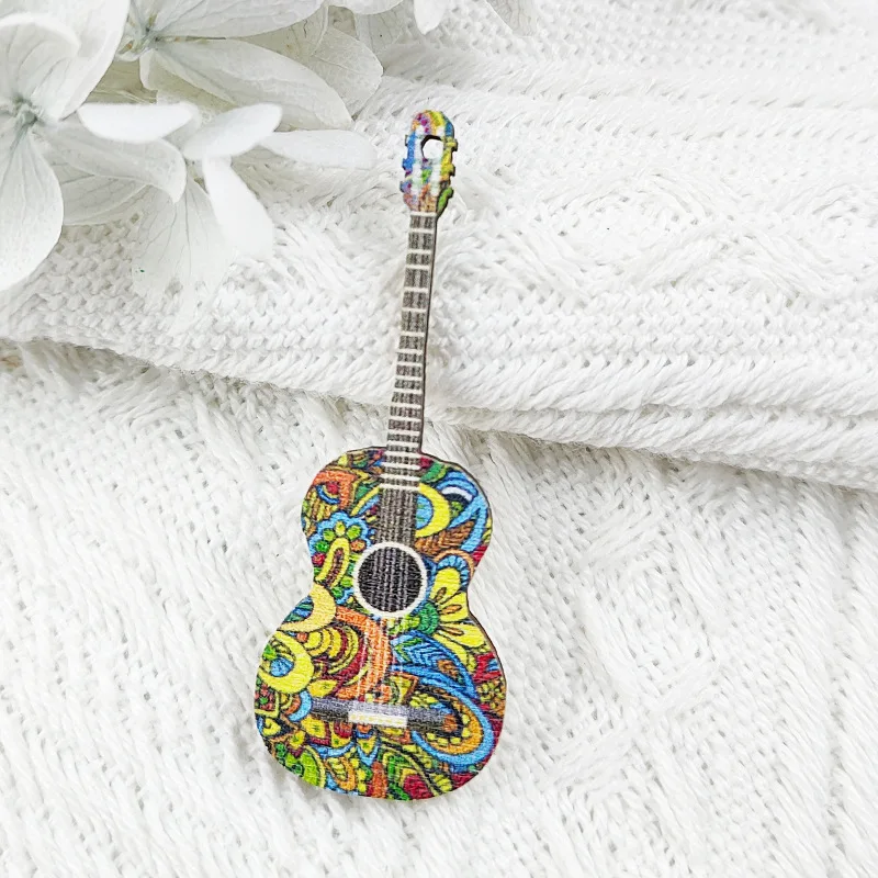 Guitar Wooden Charms Fit DIY Jewelry Making Musical Instrument Earring Pendant Handmade Craft