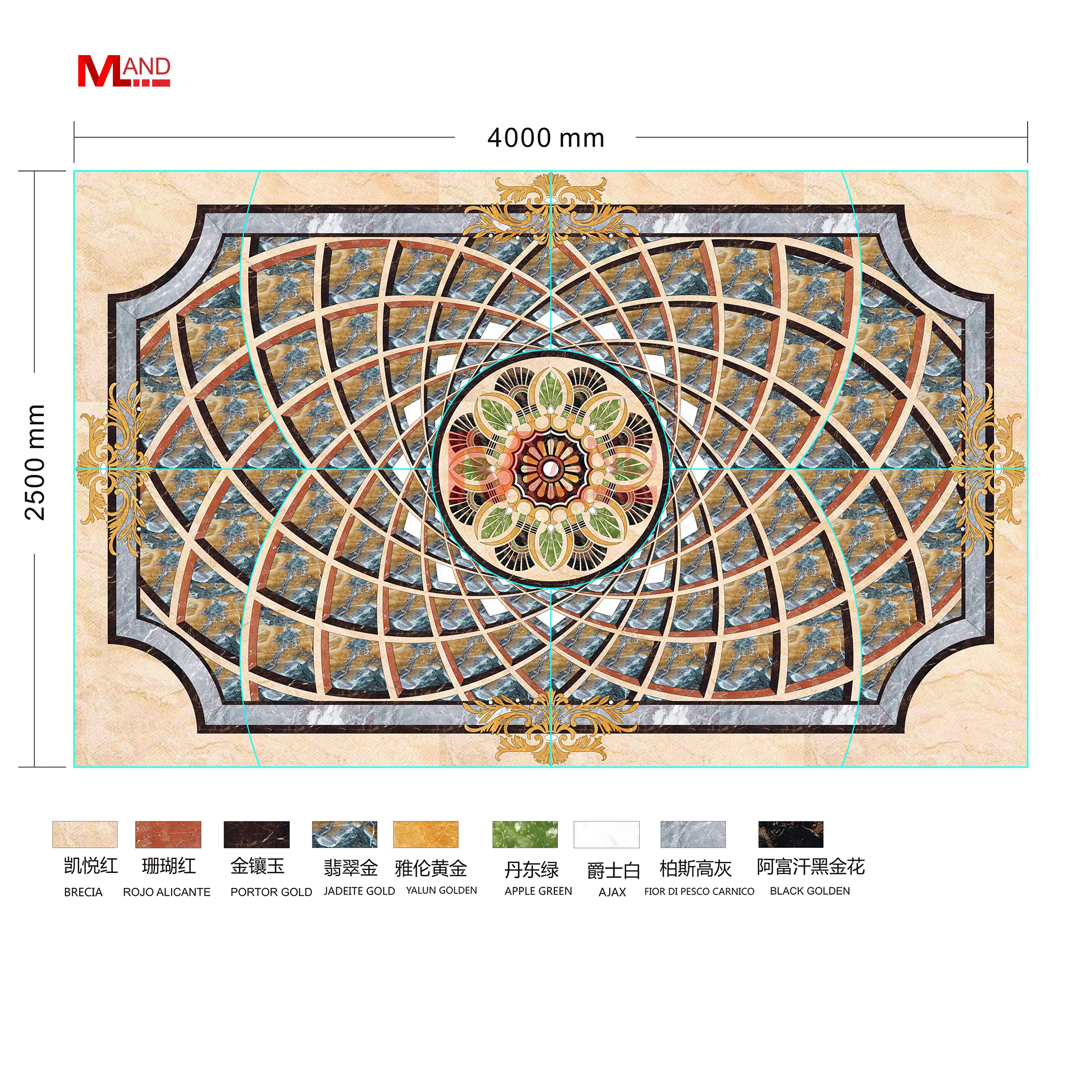 Interior wall tile decoration elements inlay natural marble mosaic carpet waterjet medallion flower design floor pattern