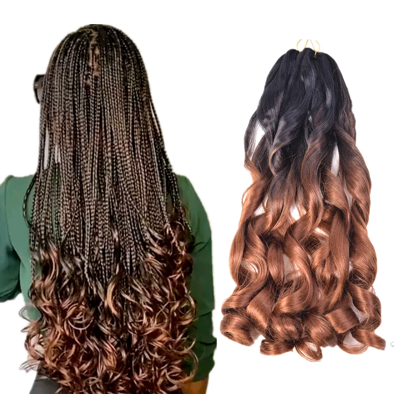 For women synthetic crotchet braiding hair attachment private label curly spiral spanish french curls braids hair extensions