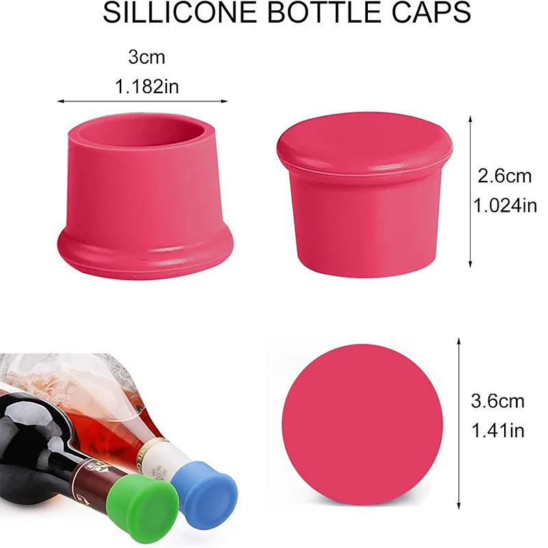 Reusable and Unbreakable Sealer Covers Tight Seal Beverage Corks Silicone Wine Bottle Covers