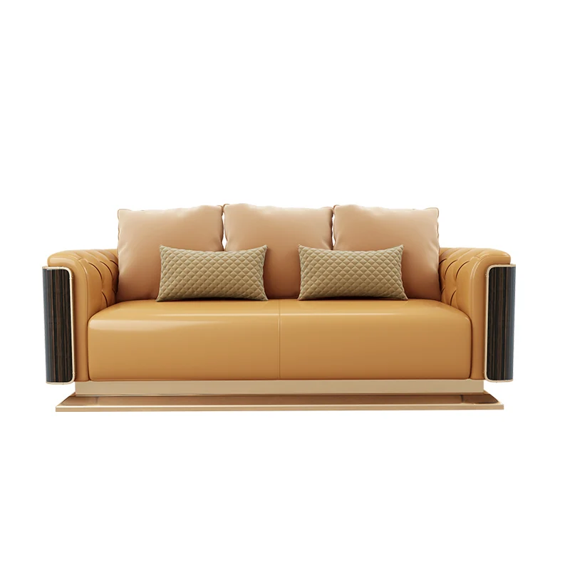 New Chinese style combination furniture black gold wood color fabric living room corner solid
