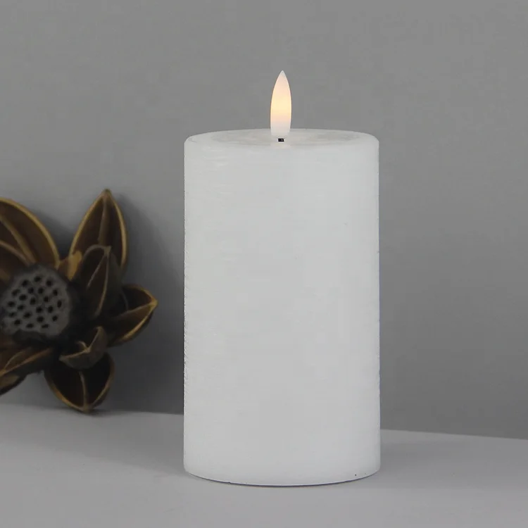 Flickering wholesale flameless candles wax with 3D real flame