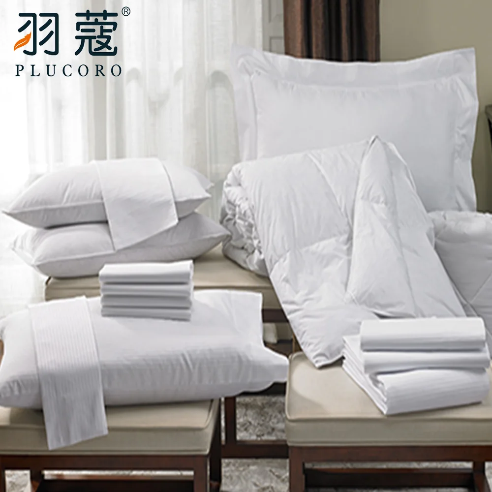Hotel Bedding Set Luxury Latest Design 300TC  Cotton Bed Sheet Linen White Hotel Bed Linen