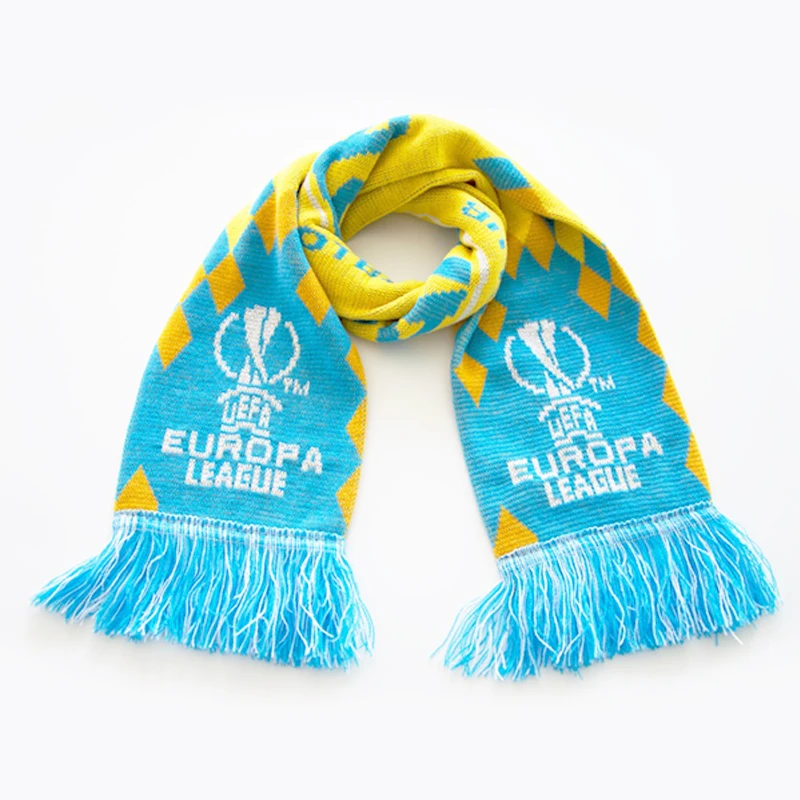 Designer Customized Logo Football Team Clubs Scarf Wholesale Double Side Fan Knitted Souvenir Scarf