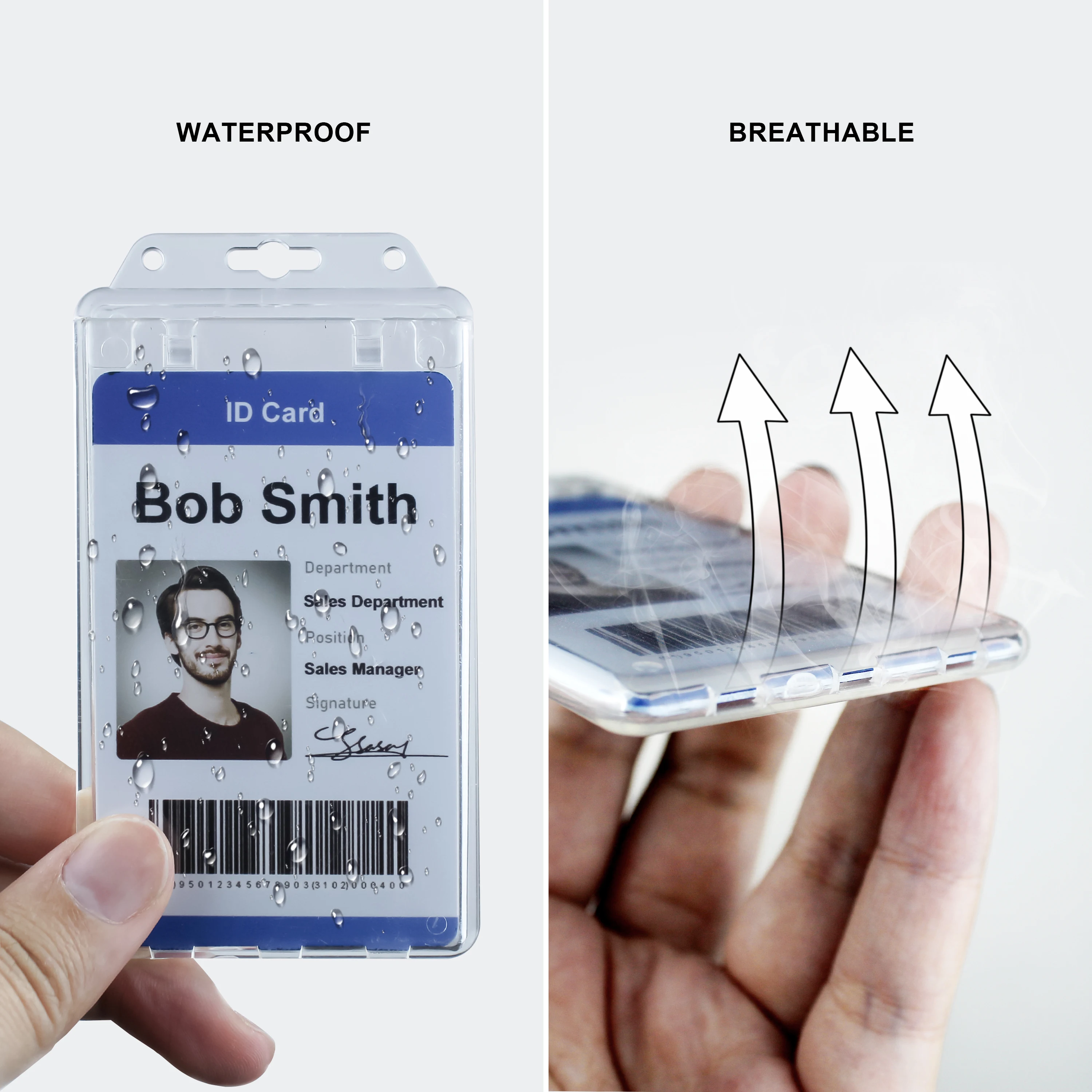 Bestom Fashionable Clear Vertical Hard ABS Plastic Card Holder Waterproof Business Card Holder with Lock for Nurses Accessories