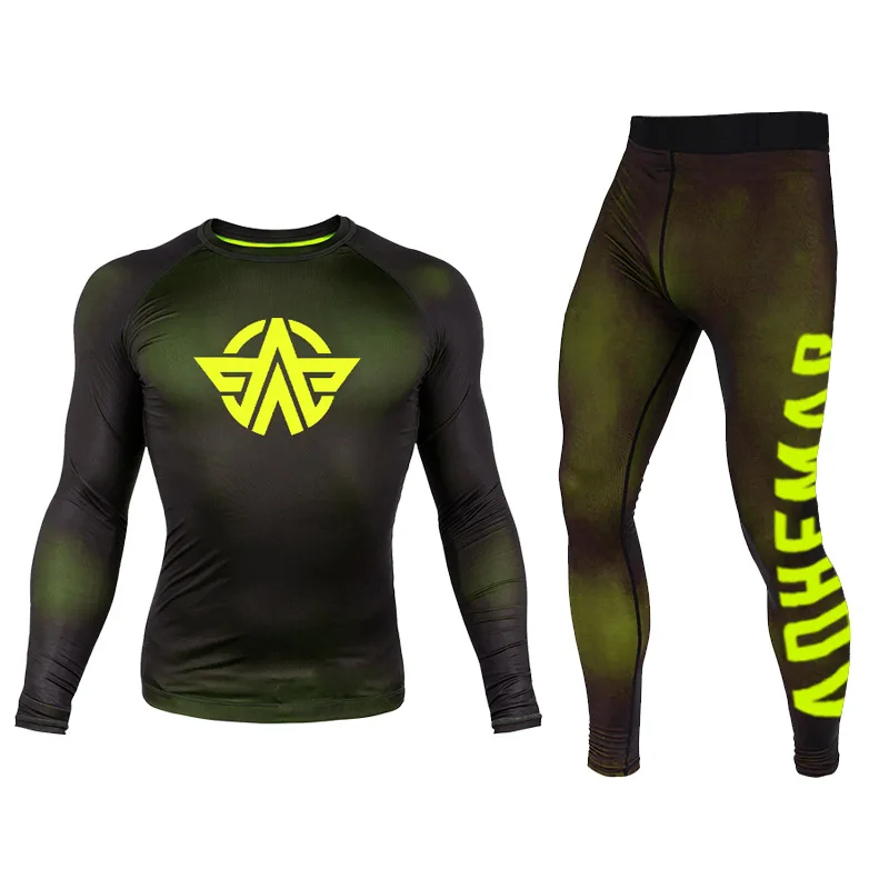 Wholesale boxing long sleeved tight fitting clothes  combat training clothes UFC Fighting Clothing customized two-piece set