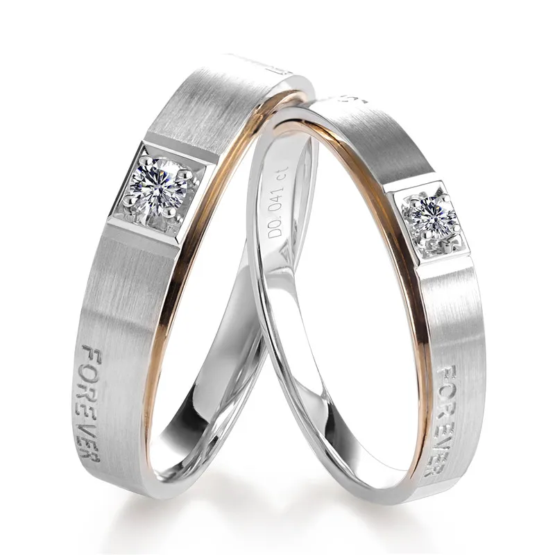 18k Gold natural diamond jewelry engagement wedding couple rings band