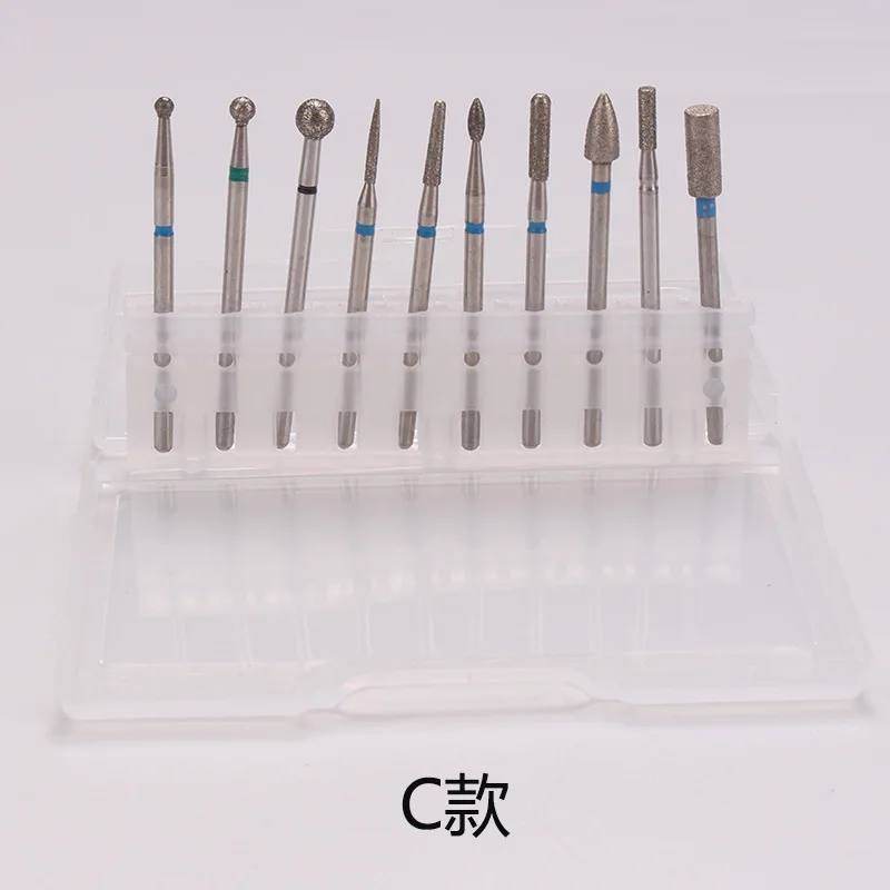 Tungsten Steel 10 Pieces Nail Drill Bits Set Diamond 3/32 Diameter Metal Carbide Nail Drill Bit