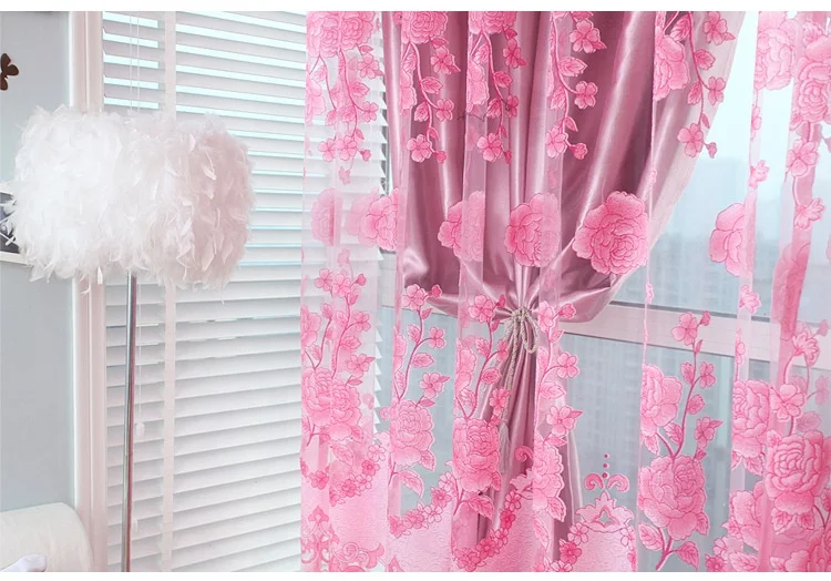 96 Inch Elegant Jacquard Fabric Embroidered Double Layer Ready Made Blackout Window Curtains for the Living Room Bedroom