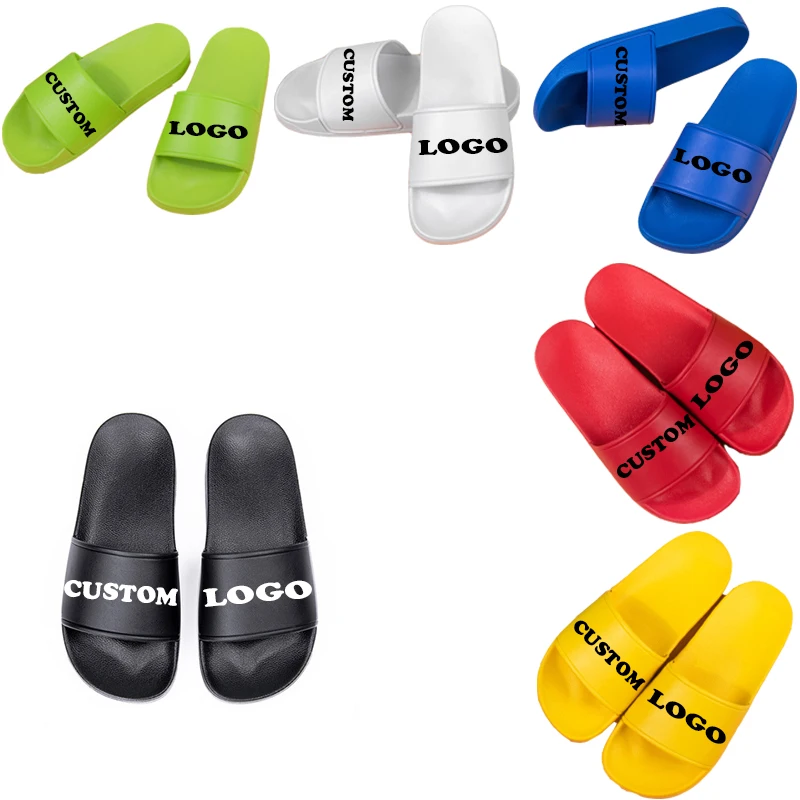Мужские кожаные шлепанцы с логотипом, цветная пляжная обувь из ПВХ, домашние дизайнерские тапочки