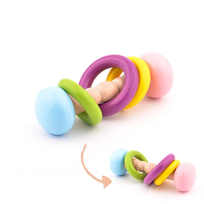 Montessori Wooden Rattles for Baby Sand Hammer Baby Rattle Educational Musical Wooden Toys Development Baby Toys 0-12 Months