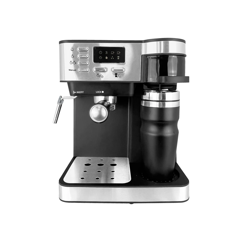 Professional Multi Function Coffee maker 2 in 1 Stainless Steel Espresso Coffee Machine with Portable Coffee Mug For Household