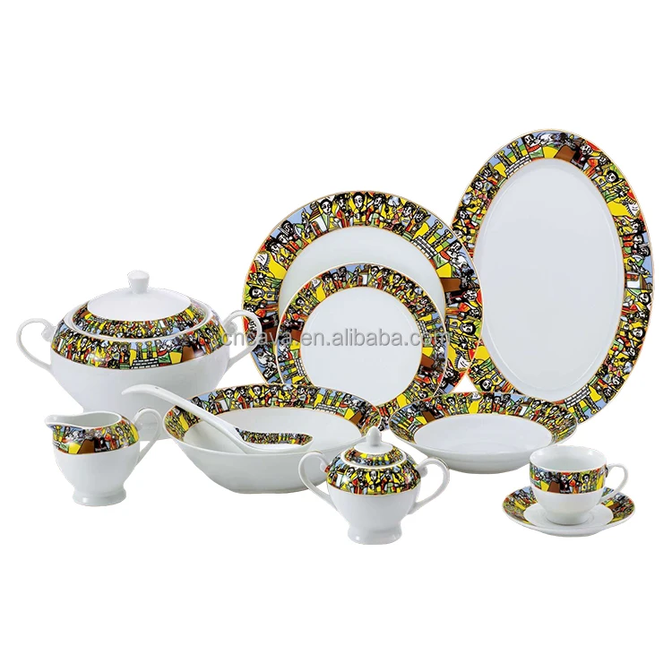 ceramic dinnerware traditional art sheba design ethiopian 48 pcs dinner set porcelain
