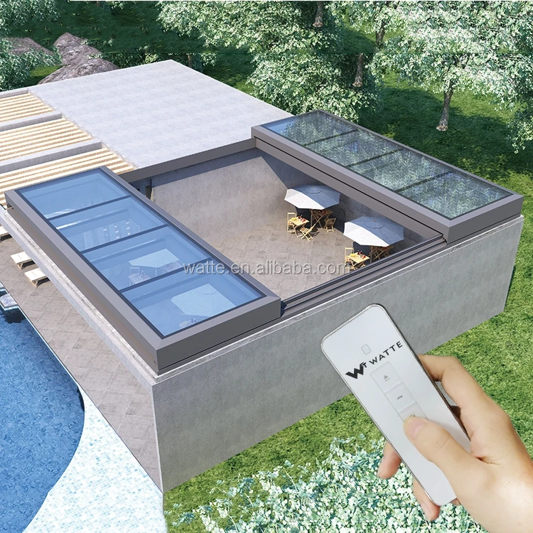 Automatic Roofing Top Sunroof Daylighting Ventilation Electric Motorized Sliding Roof Glass Window Skylight With Import Motor