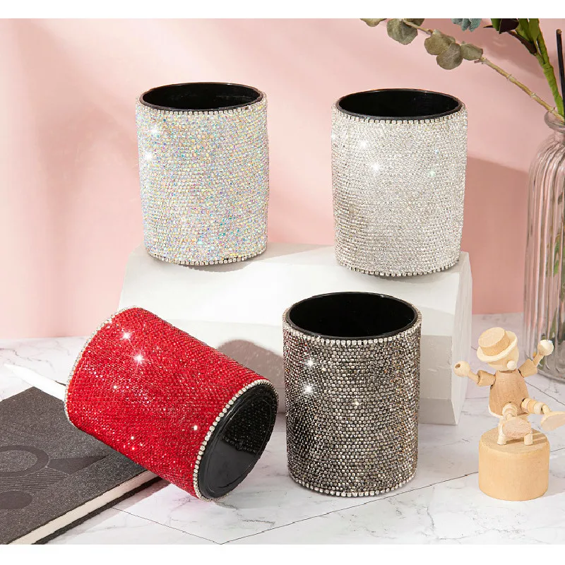 Rose Gold Metal Pen Holder Office Organizer Round Square Pencil Pen Stand Holders Container For Desk