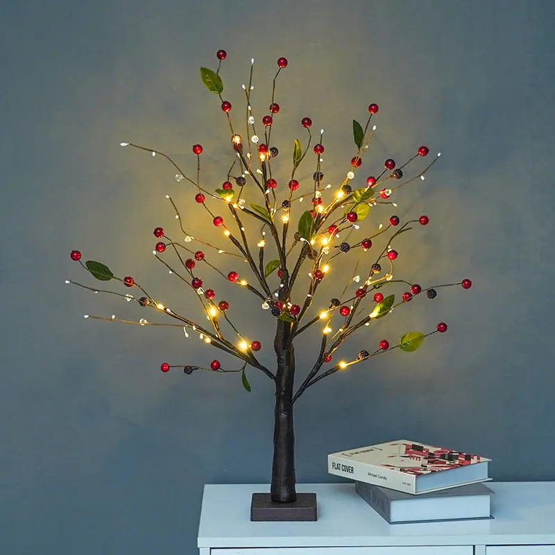 Artificial Gift 24 Led Battery Indoor Twinkling Cherry Table Decoration Light Led Led Thanksgiving Tree Light For Home Decor