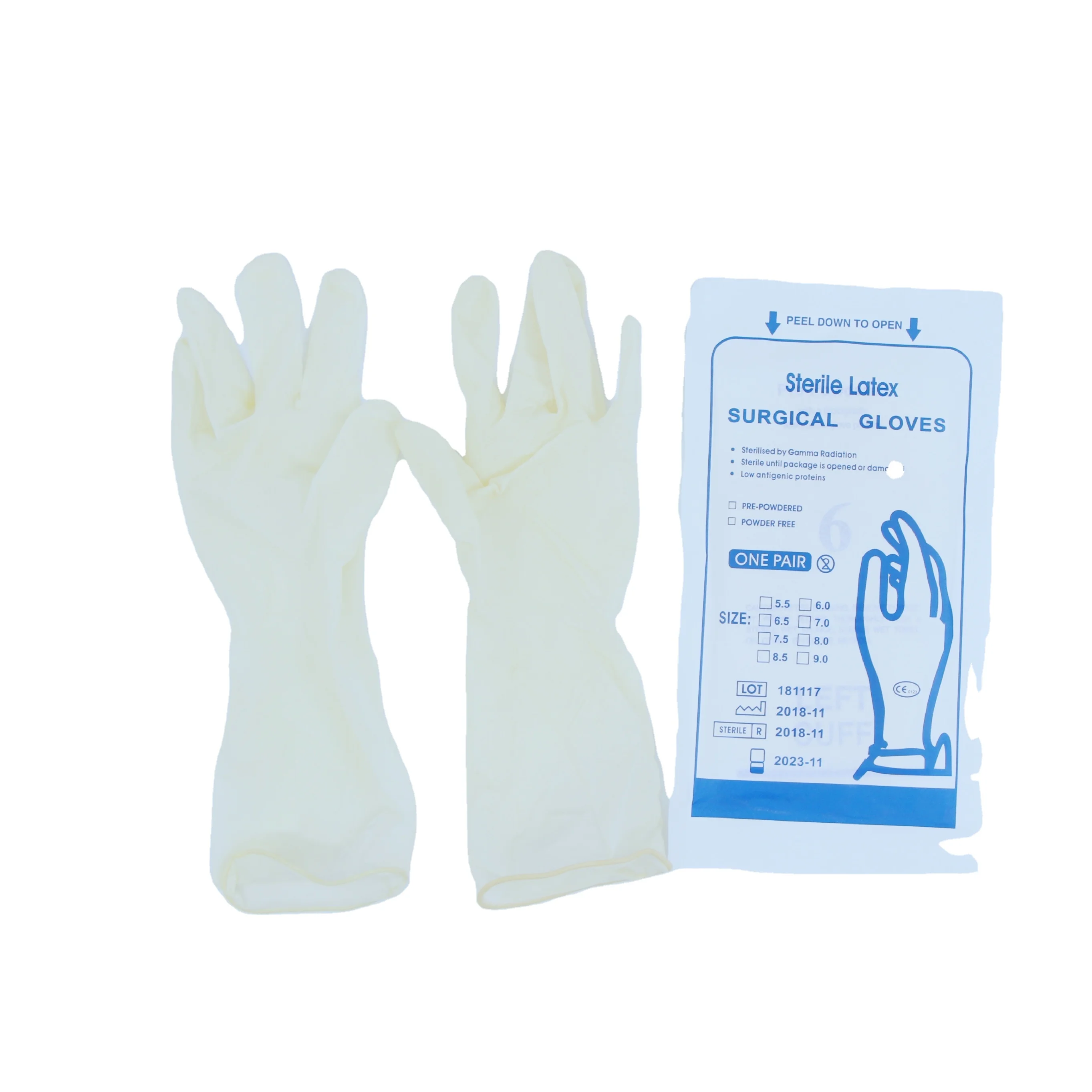 CE Certified hospital surgical gloves disposable medical latex gloves for surgery powder free sterile latex