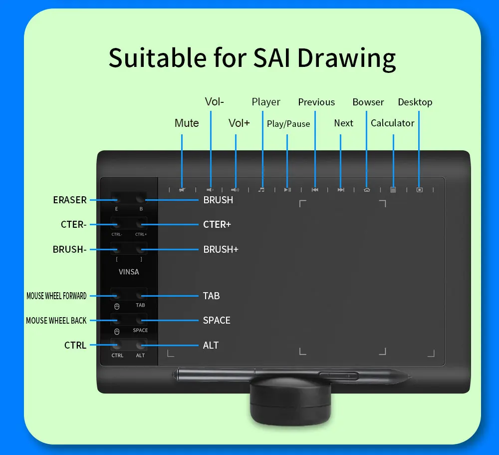 Graphic display tablets drawing pad with digital pen with express keys for computer graphic design android