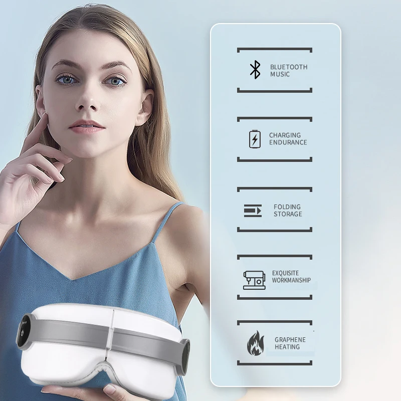 Factory Wholesale 6D Smart Electric Wireless Foldable Heating Vibration Built-in battery Rechargeable Eye massager