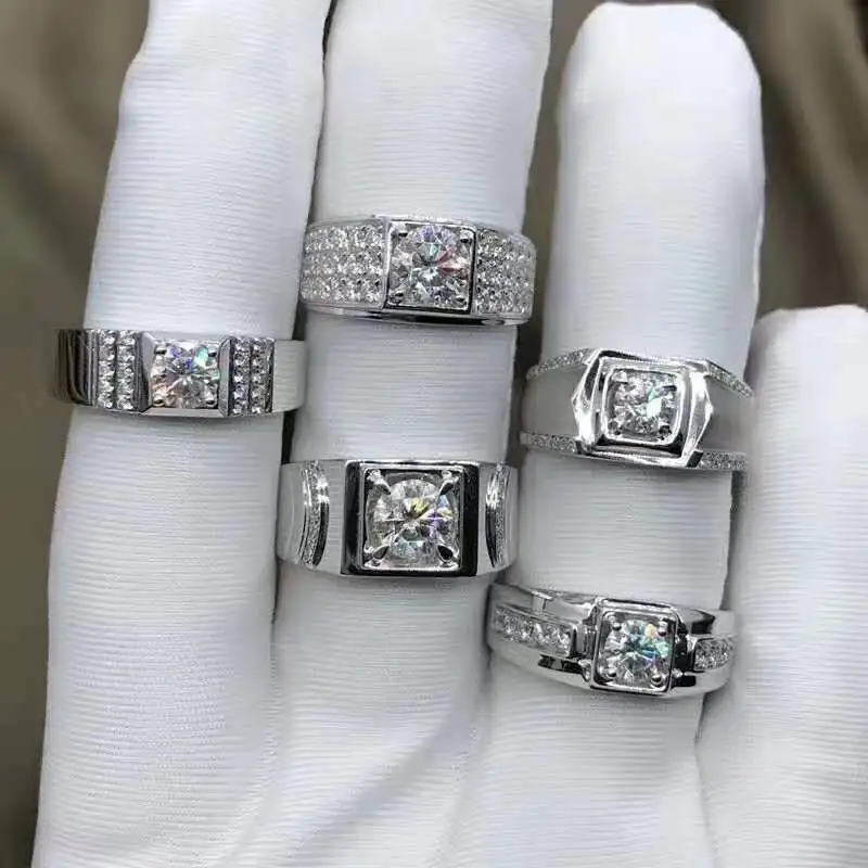 Custom 14K Solid White Gold Yellow Gold diamond moissanite  Ring Fashion Jewelry Classic Men Round Shape Moissanite Gold Ring