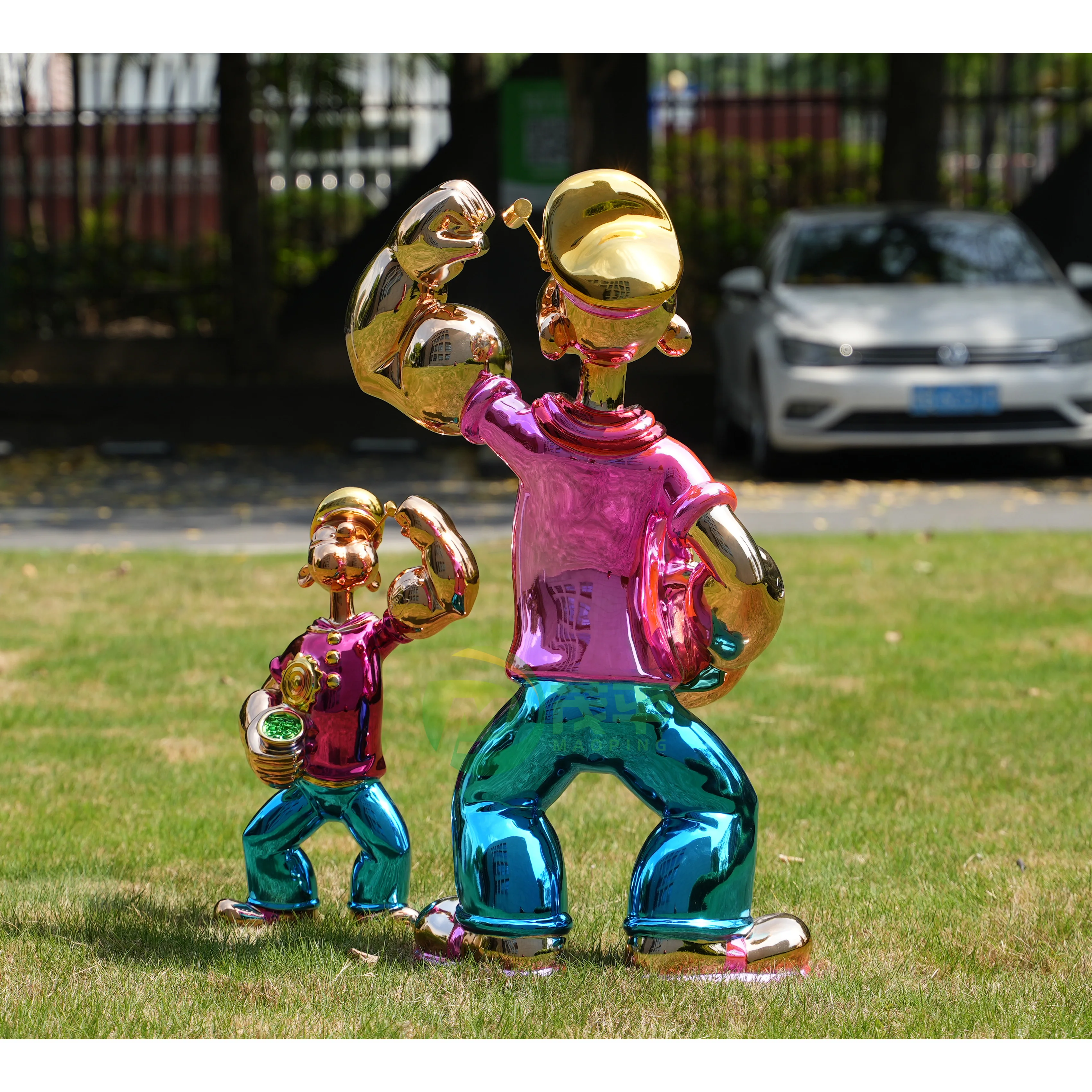 Customized Fiberglass Popeye Statue Home Sculpture Metal Art Sculpture Garden Decoration Resin Cartoon Sculpture