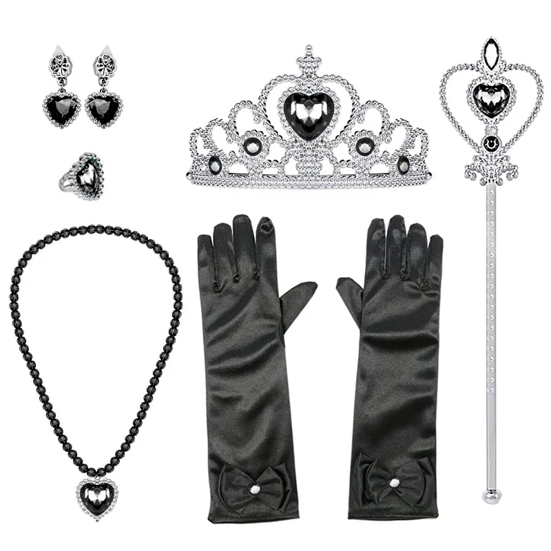 Princess Dress Up Accessories Set Girls Jewelry Scepter Necklace Earrings Gloves Rings Bracelets Elsa Wig Braid Crown