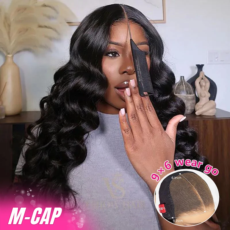 ISEE M-Cap Ocean Wave 9x6 Wear Go Glueless HD Lace Wig With Pre Bleached Tiny Knots Lace Frontal Glueless Wigs Raw Human Hair