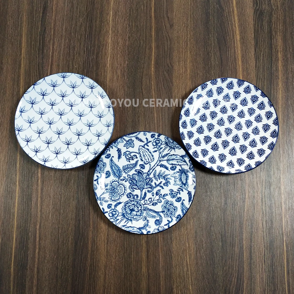 factory supply pad printing dark blue porcelain plates for wholesale and home your logo acceptable popular ceramic dinnerware