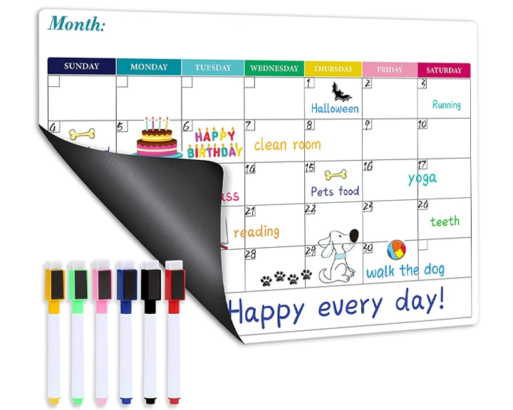 Factory Supplies Dry Erase Refrigerator Planners Whiteboard Magnet Calendar For Fridge