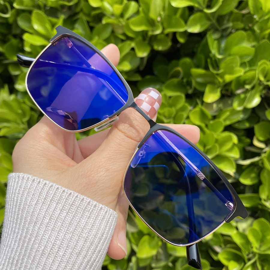 photochromic sunglasses 2023 metallic square black gold grey silver unisex photogray anti reflet fashion anti blue light glasses