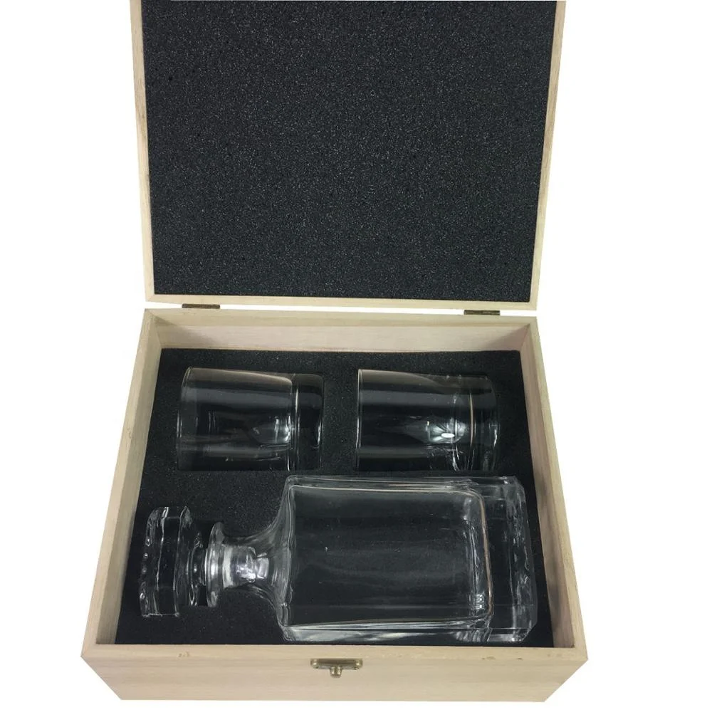 
ICEBLUE HD Custom Design Wine Gift Set Wooden Box Decanter Gift Set 