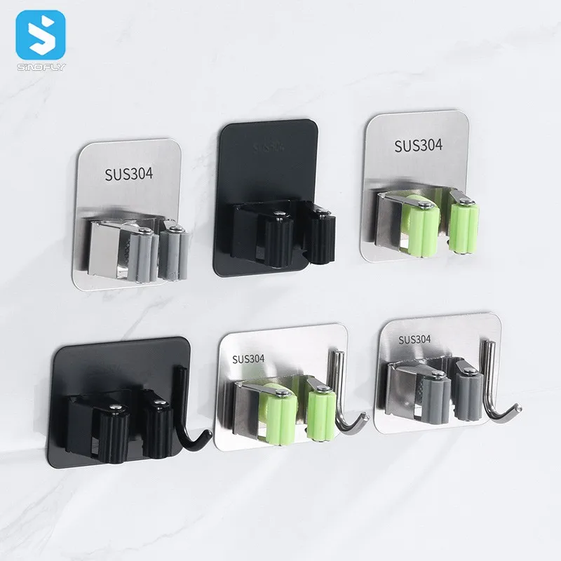 Wholesale Multi Function Mop Wall Mounted Hook Hanger Bathroom Hanging Wall Hook Sticky Hook