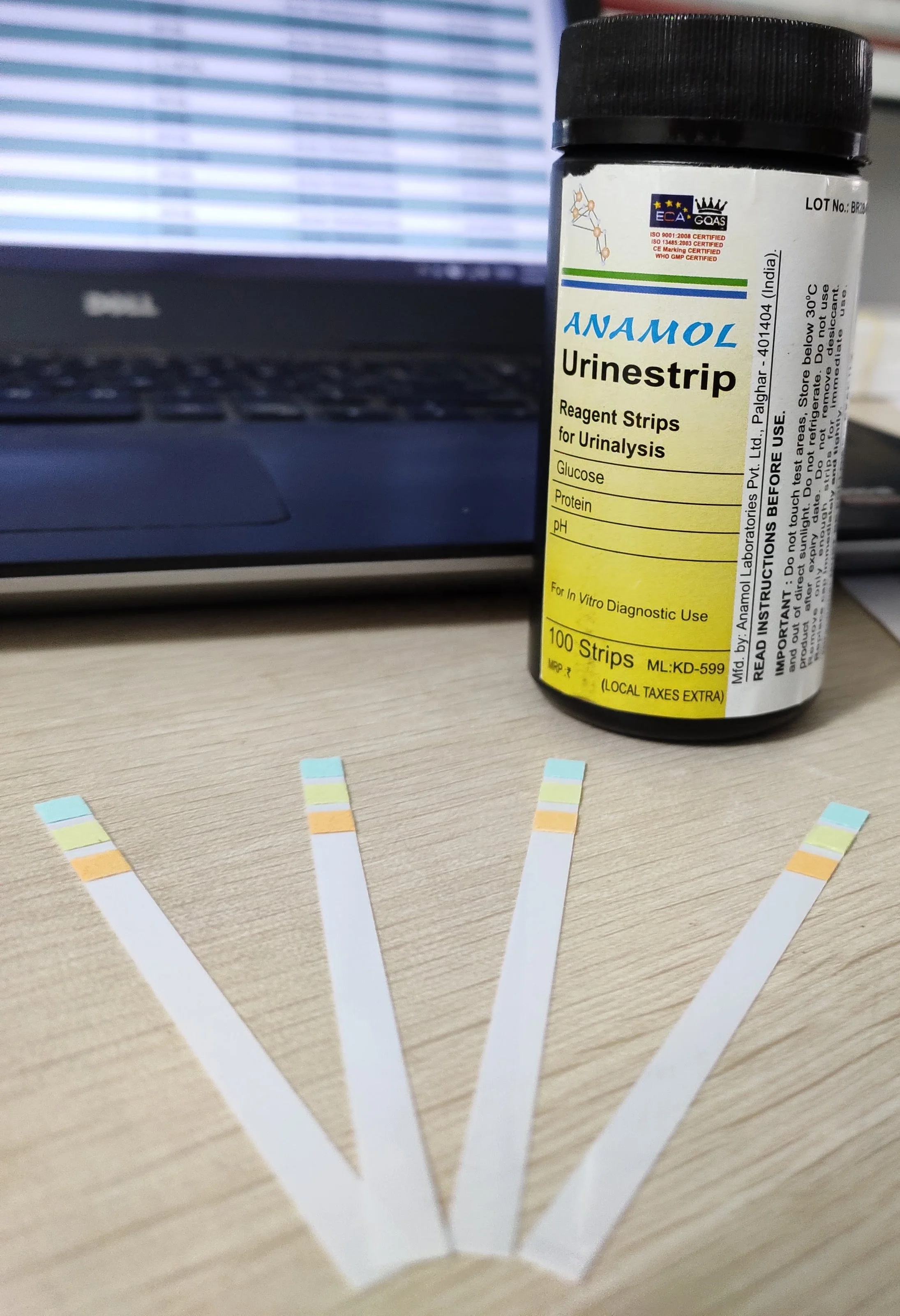 3 parameter URINE REAGENT Test STRIPS - GLUCOSE/PROTEIN /PH