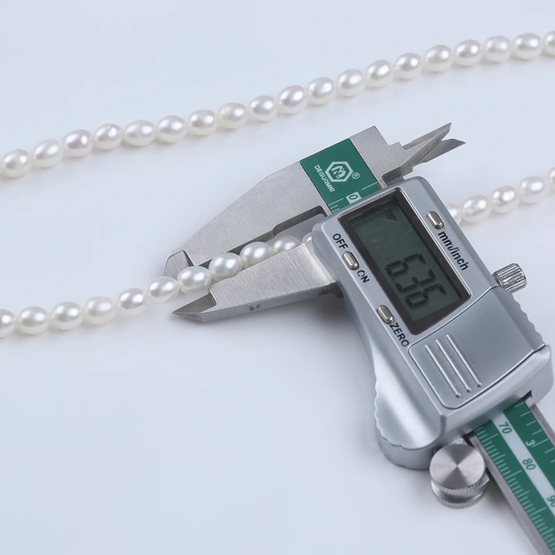 925 silver lobster clasp 6-7mm cultured natural white original real fresh water rice pearl necklace jewelry