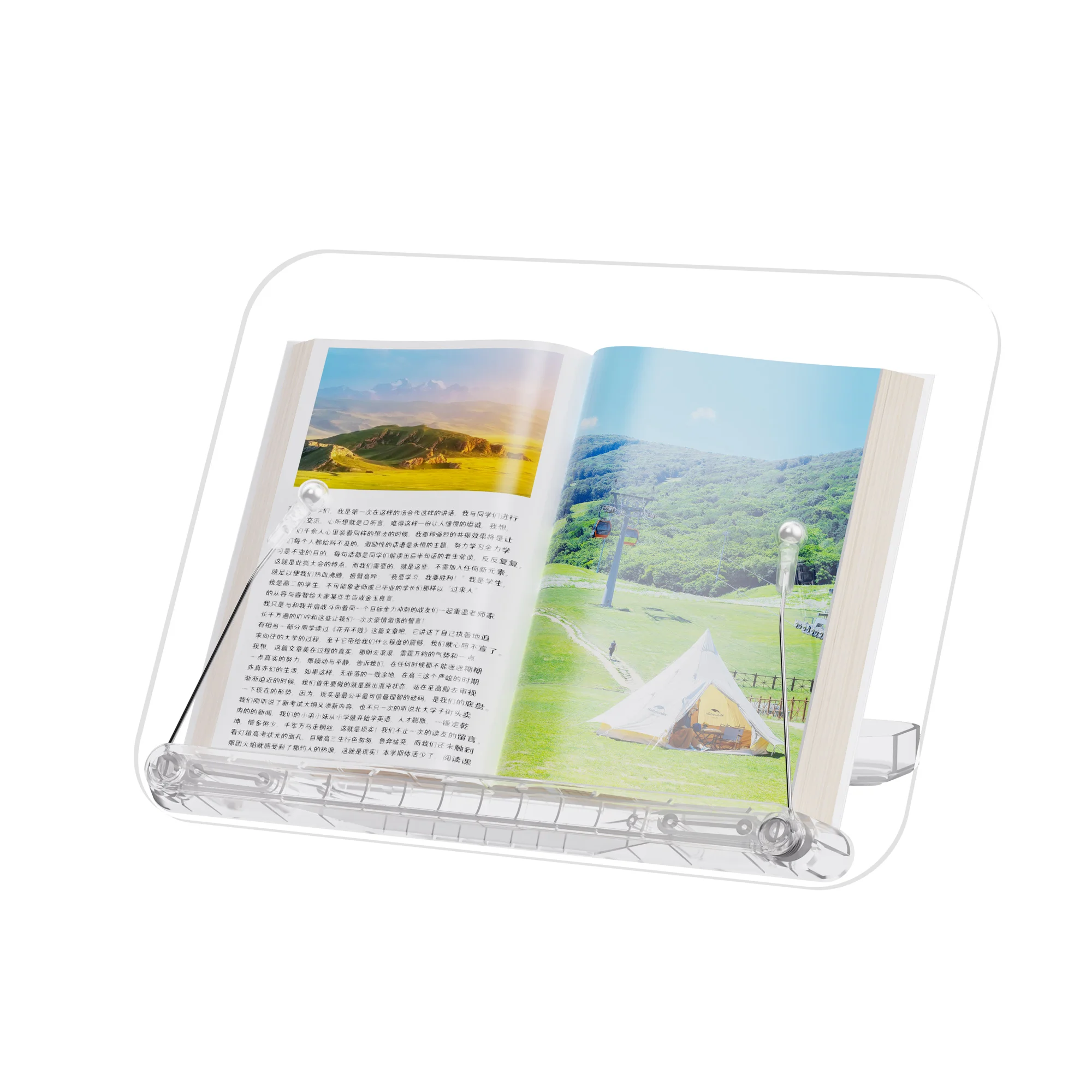 Acrylic Reading Book Stand With Hidden Clip Height Adjustable cookbook holder reading desk stand acrylic book stand for reading