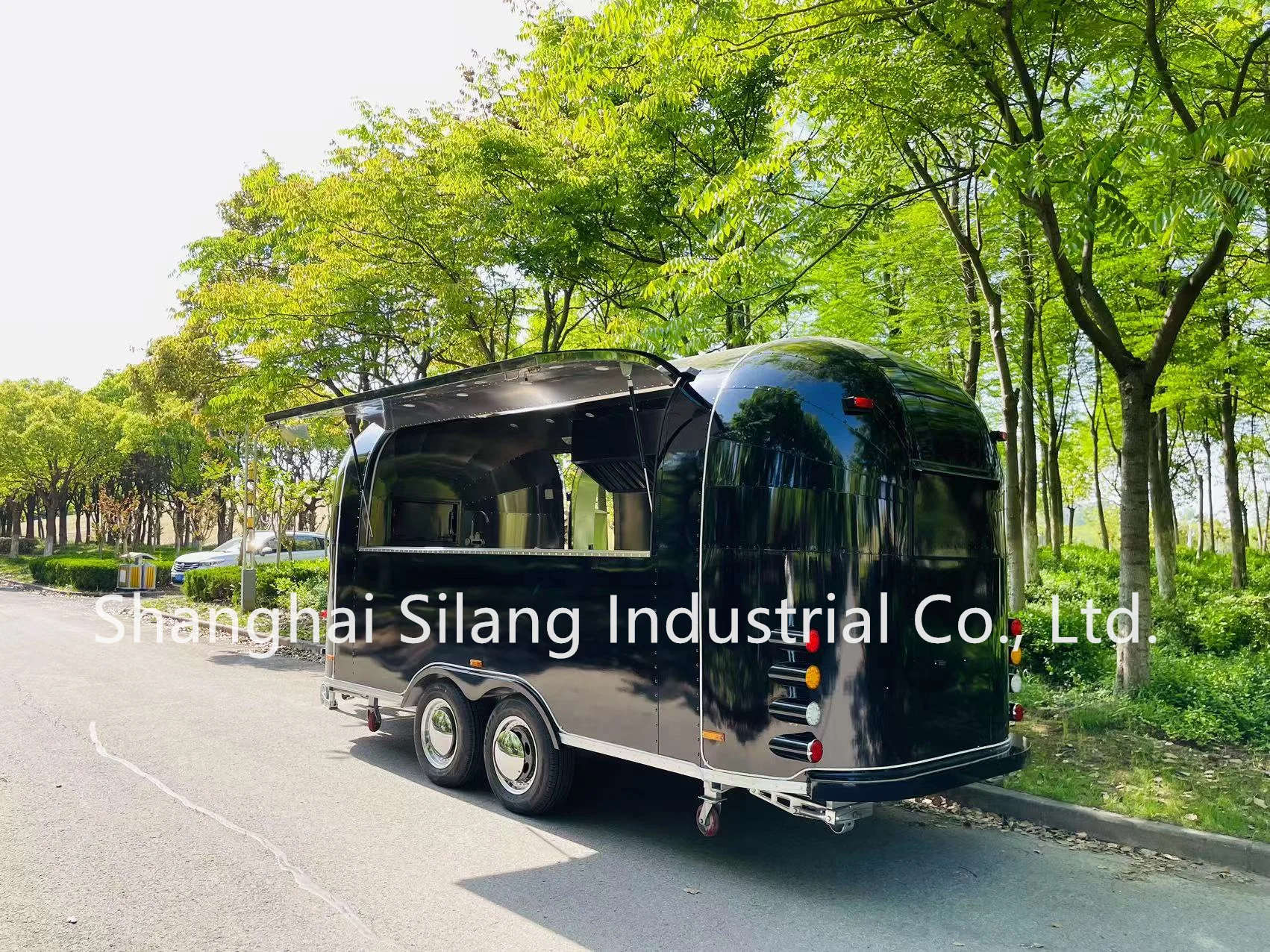 SLUNG Stainless Steel Black Customized Mobile Hamburger Ice Cream Hot Dog Coffee Trailer Beverage Truck BBQ Bar