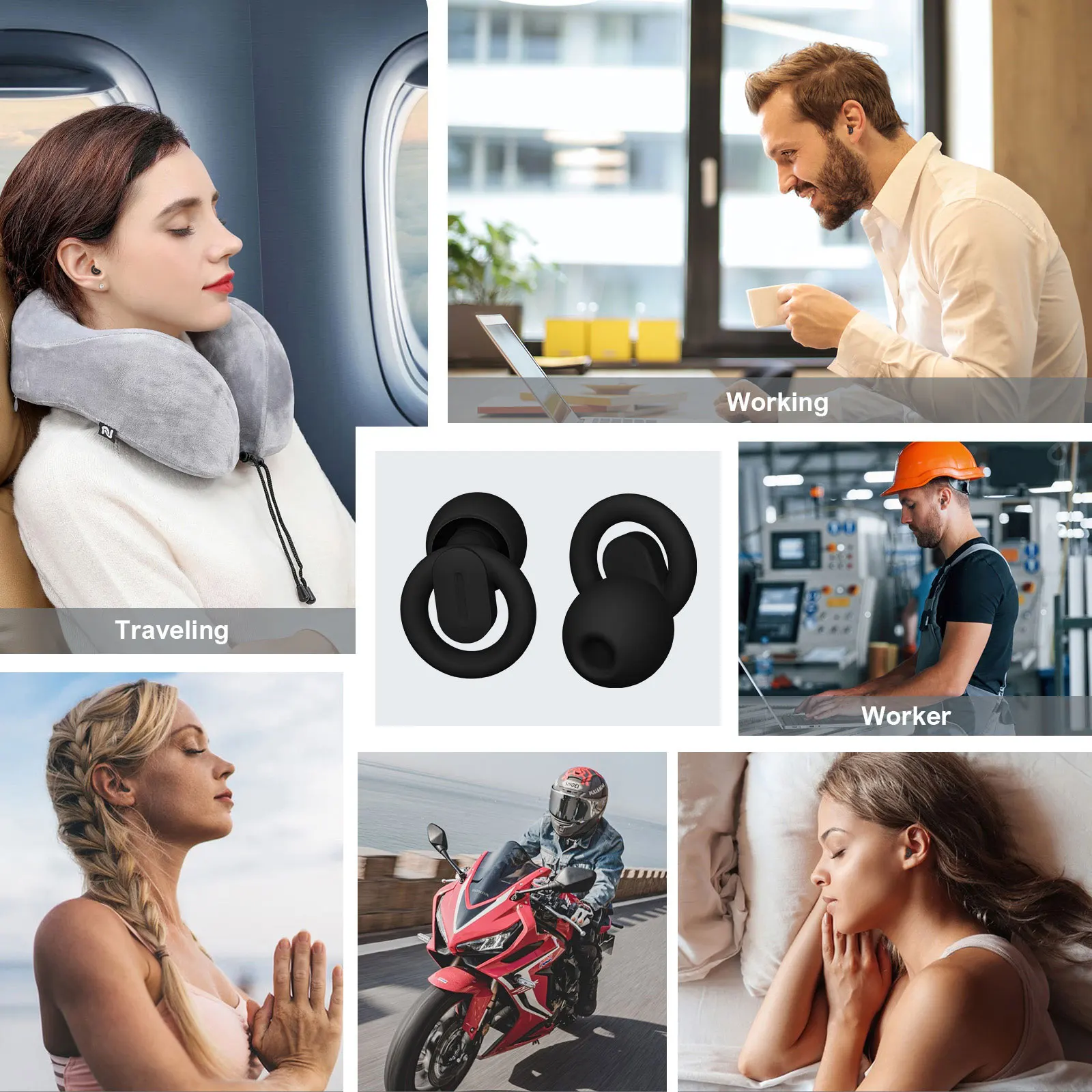 4 Size quiet noise canceling earplugs shooting ear protection motorcycle ear plug soundproof silicone ear plugs for sleep