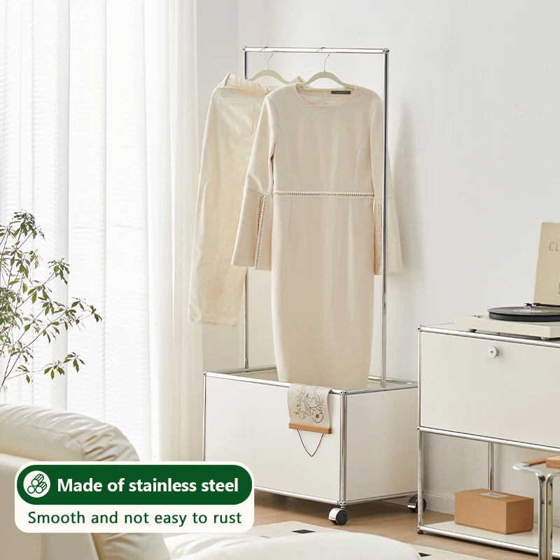 Stainless steel movable hanger floor-to-ceiling bedroom metal module combination hanger pre-owned stainless steel cloakroom