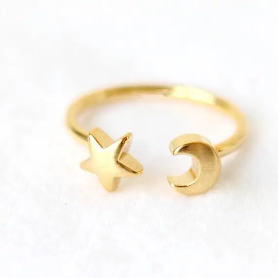 
New Products Greatly Promote European And American Hand Jewelry Half Opening Adjustable Star Moon Female Rings Ring Female Ring 