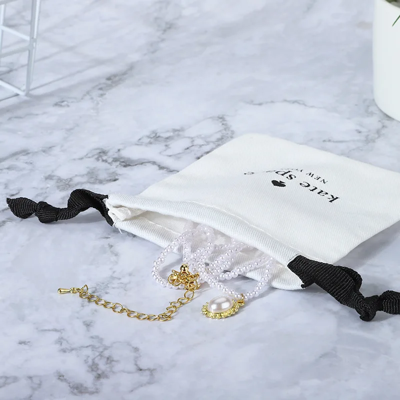 Organic cotton dust bags custom logo printing cotton jewelry packaging pouch