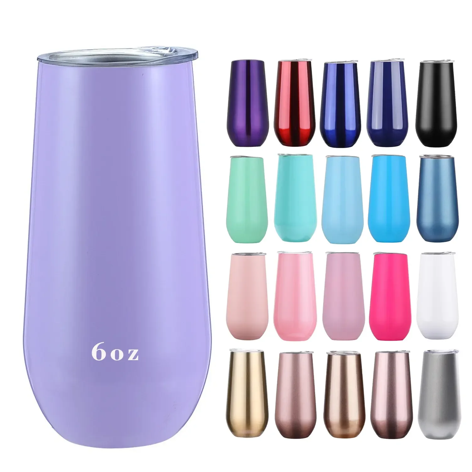 Wholesale 6oz Egg Shape Double Wall stainless steel Cocktail champagne flute vacuum cup Insulated Beer Wine Tumbler
