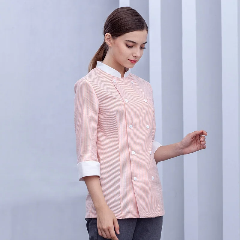 Европейский и французский десерт, западный ресторан, хлебобулочный магазин, кондитерский магазин, платье шеф-повара, женское платье с рукавом в полоску